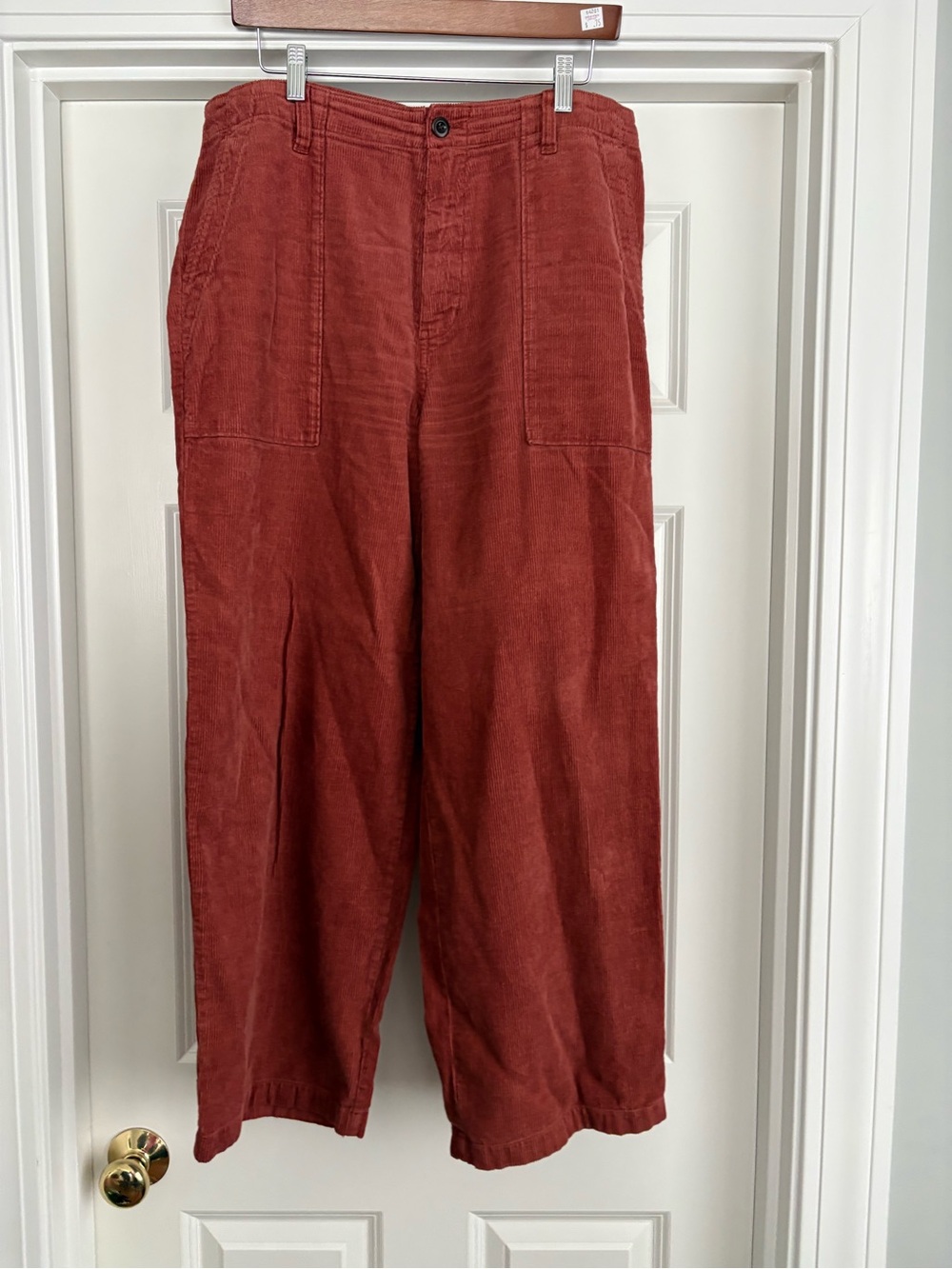 Outerknown Women's Rust Red Straight-Leg Corduroy Pants
